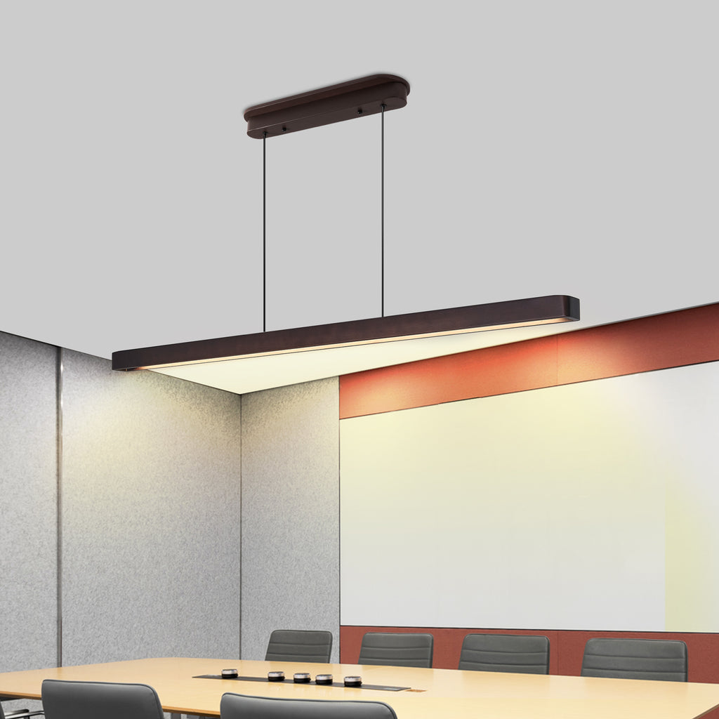 51-inch walnut wood modern LED linear pendant light – main product view