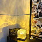 Crystal rotating lamp projecting colorful patterns on wall