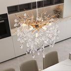 luxury 7-light crystal chandelier modern sculptural design close-up