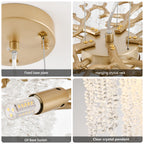 Crystal strand detail on 24-inch gold waterfall chandelier