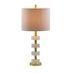 Marble texture detail on elegant stone base table lamp