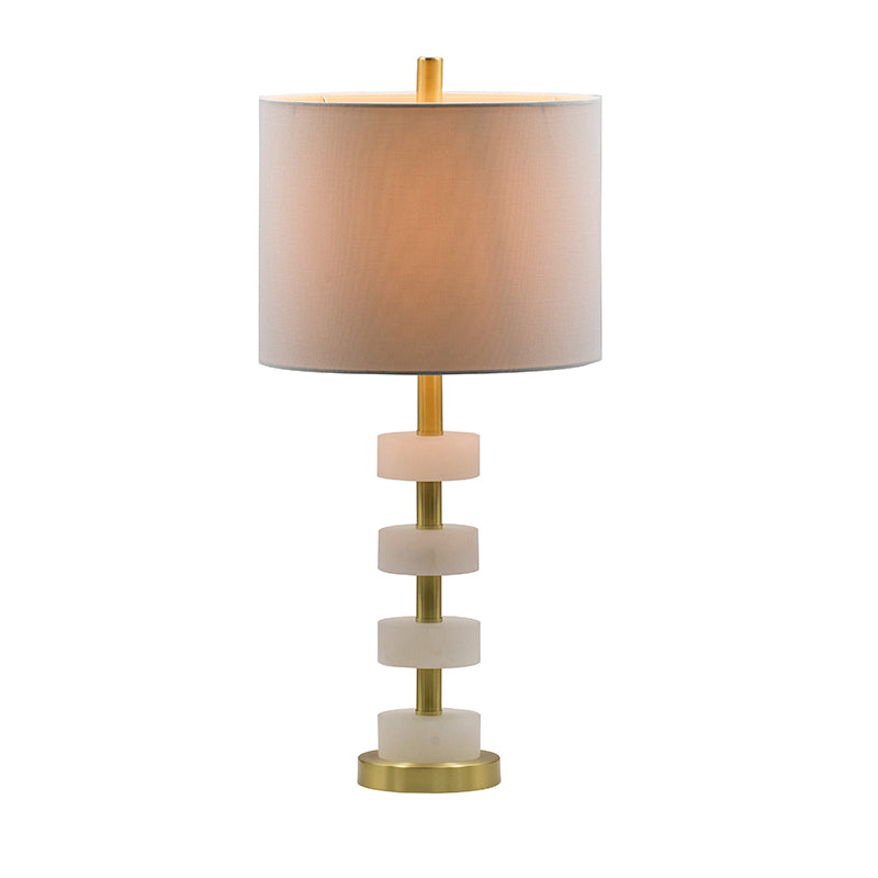 Marble texture detail on elegant stone base table lamp