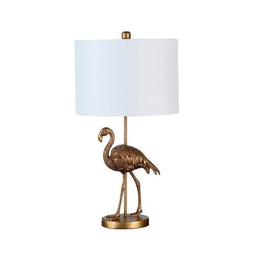 Matte gold flamingo table lamp as living room decorative accent
