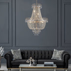 large gold crystal chandelier modern luxury pendant living room main view