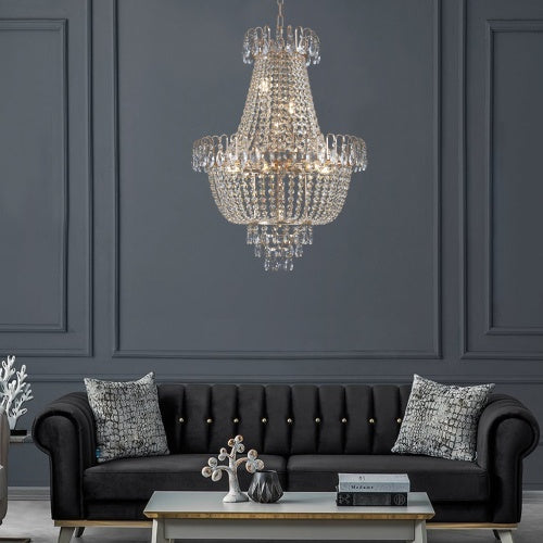 large gold crystal chandelier modern luxury pendant living room main view
