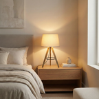 Birch wood tripod LED table lamp natural and black – main view