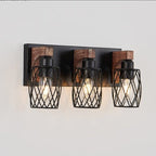 Detailed view of metal cage industrial wall light
