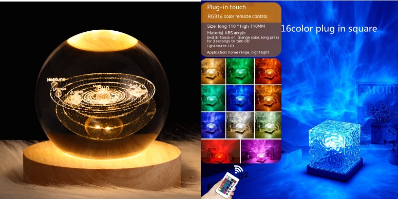 RGB crystal water ripple night light – view 15
