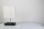 Dimmable Bedside Table Lamp with Dual USB Ports & 2 AC Outlets – LED Bulb Included
