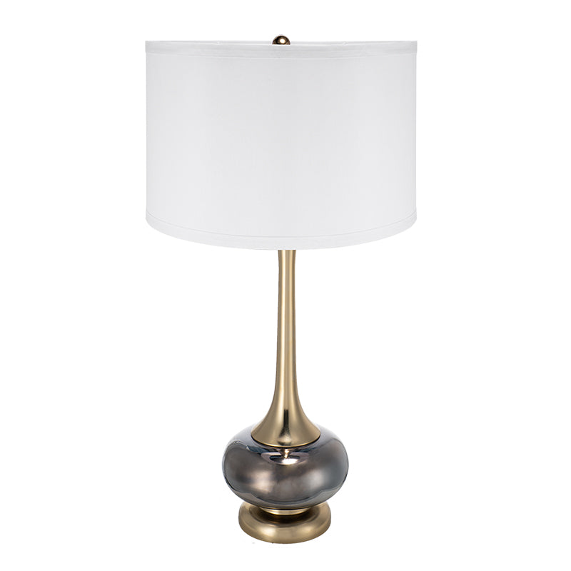 Glass drum lamp shade close-up showing light diffusion