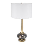 Glass drum lamp shade close-up showing light diffusion