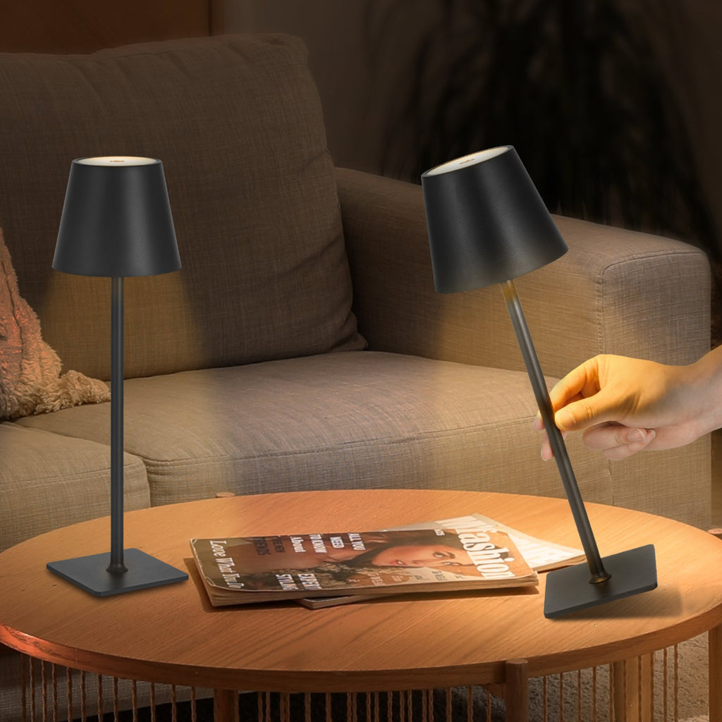Cordless rechargeable black table lamp 2-pack – main product view
