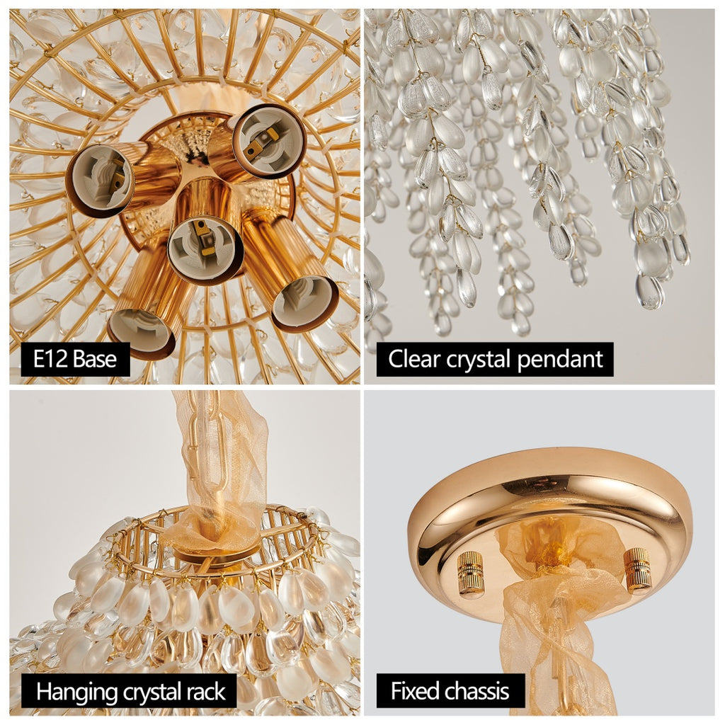elegant crystal pendant chandelier installation ceiling view