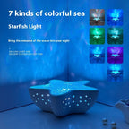 Starfish projection lamp close-up of design and light output