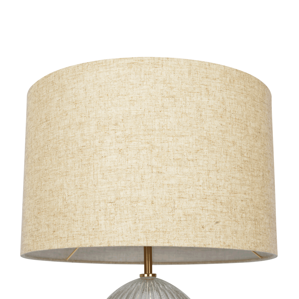 Clear ribbed glass lamp base close-up detail
