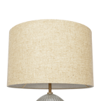 Clear ribbed glass lamp base close-up detail