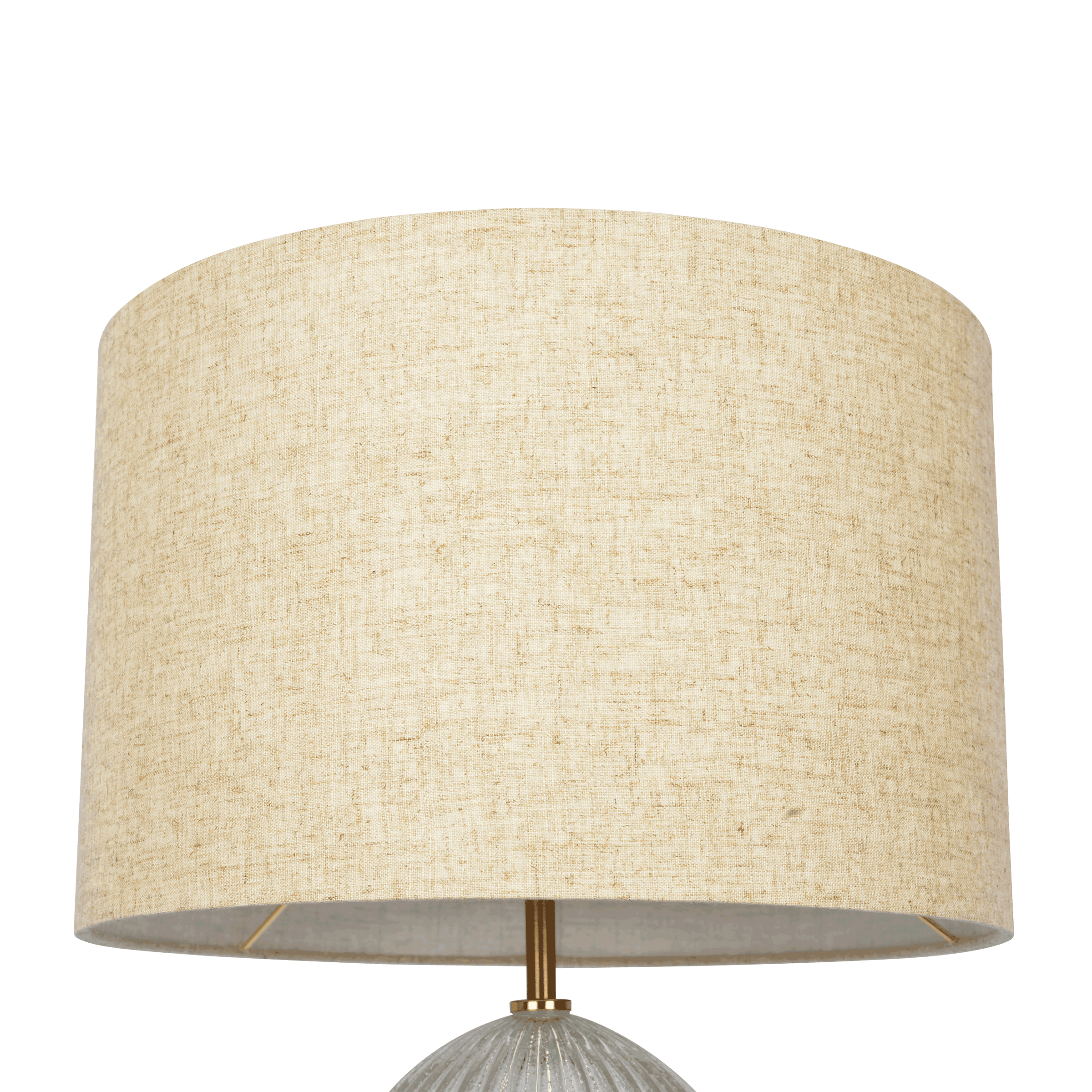 Clear ribbed glass lamp base close-up detail