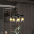 6-light black farmhouse chandelier with clear glass shades – main view