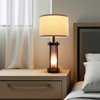 Farmhouse bedside table lamp set of 2 with USB ports – main view