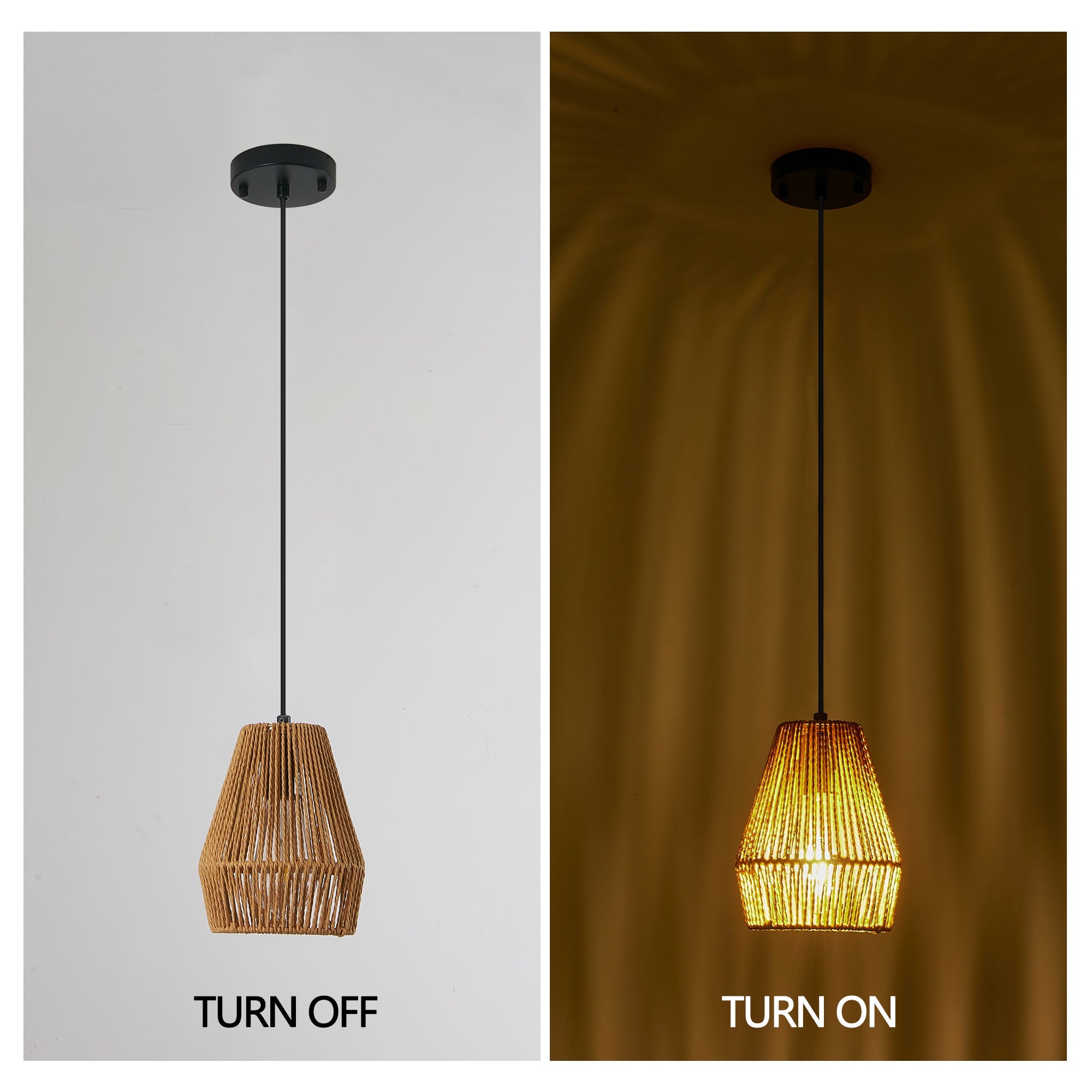 Close-up of woven hemp rope pendant light texture