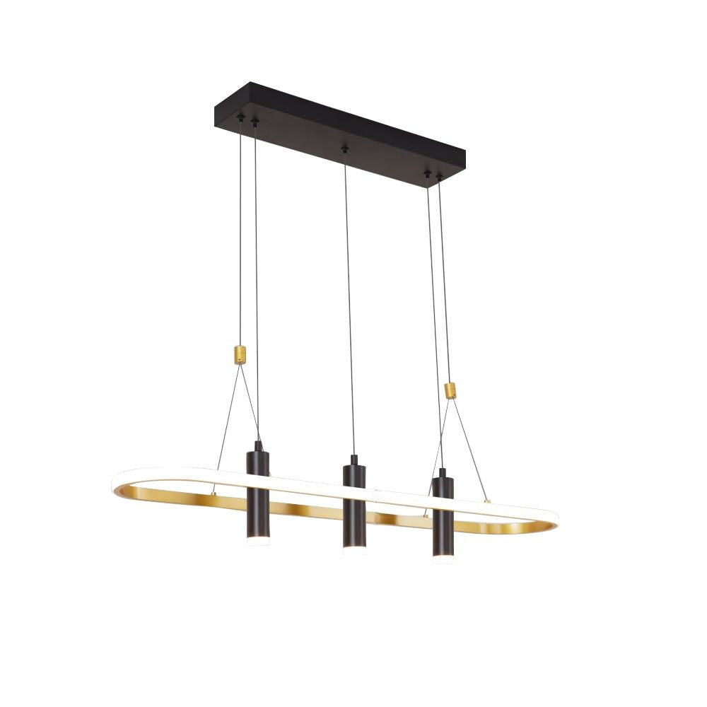 4-Light Black & Gold Dimmable LED Pendant Light – Modern Linear Chandelier for Kitchen Island & Dining Room
