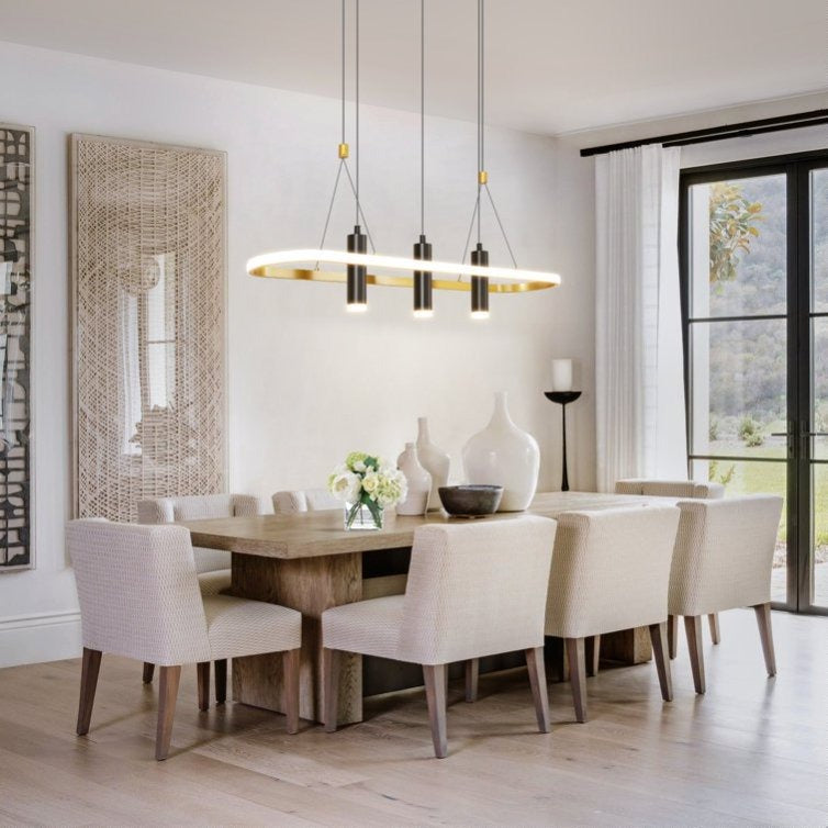 4-Light Black & Gold Dimmable LED Pendant Light – Modern Linear Chandelier for Kitchen Island & Dining Room