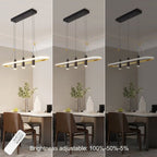 4-Light Black & Gold Dimmable LED Pendant Light – Modern Linear Chandelier for Kitchen Island & Dining Room