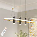 4-Light Black & Gold Dimmable LED Pendant Light – Modern Linear Chandelier for Kitchen Island & Dining Room