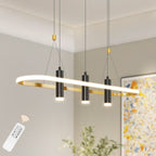 4-Light Black & Gold Dimmable LED Pendant Light – Modern Linear Chandelier for Kitchen Island & Dining Room