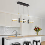 4-Light Black & Gold Dimmable LED Pendant Light – Modern Linear Chandelier for Kitchen Island & Dining Room