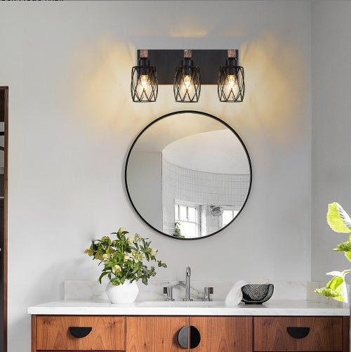 Industrial wall light fixture in modern living room setting