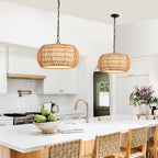 Detailed texture of handwoven jute rope lamp