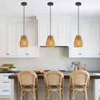 Three-light kitchen island pendant fixture installation