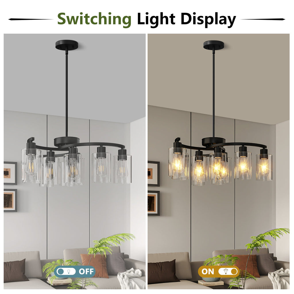 modern kitchen island lighting with black chandelier