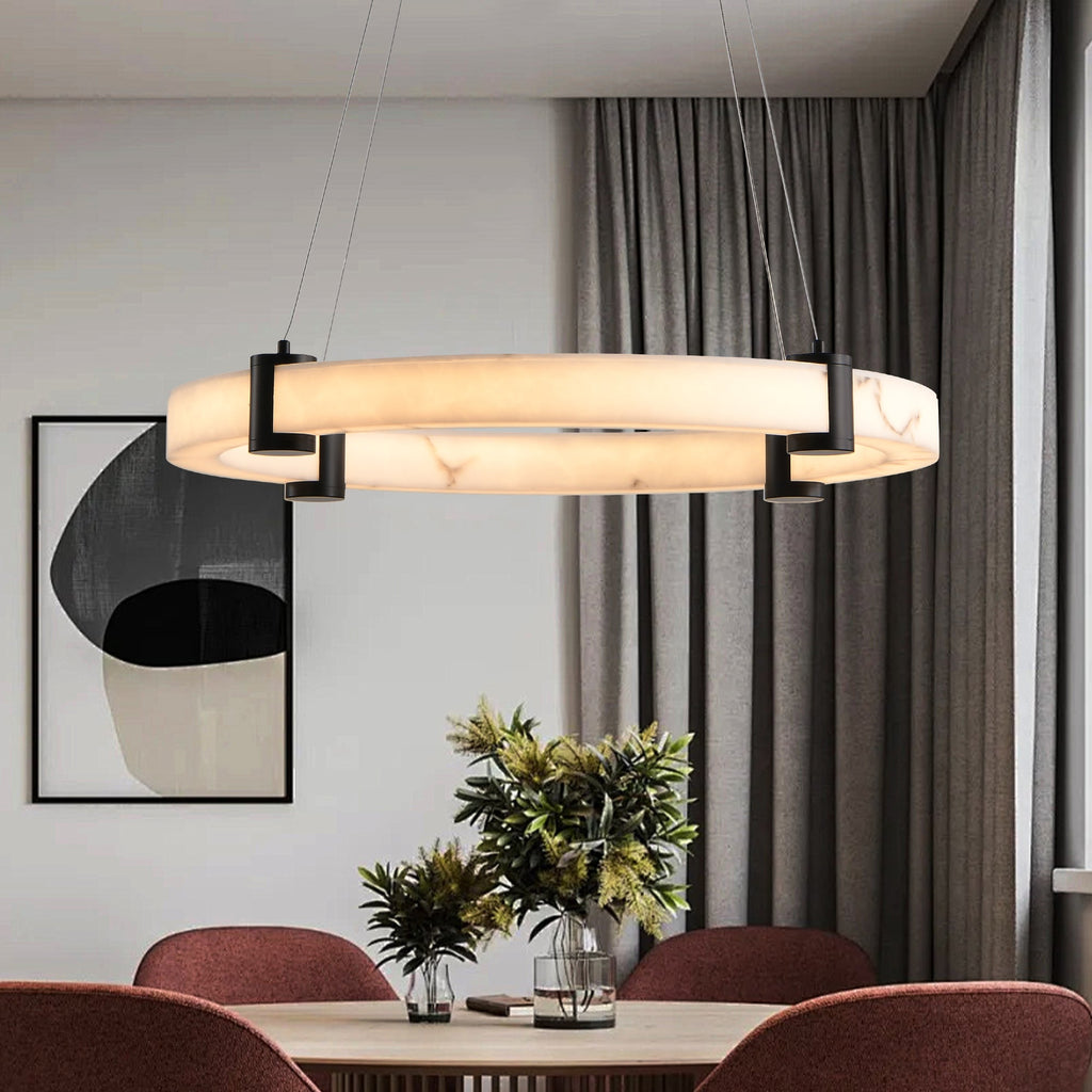 Luxury marble finish ceiling light fixture close-up view