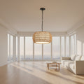  Woven Jute Rope Hanging Ceiling Fixture White