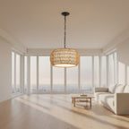  Woven Jute Rope Hanging Ceiling Fixture White