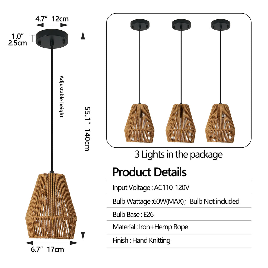 Rustic modern dining room lighting with pendant set