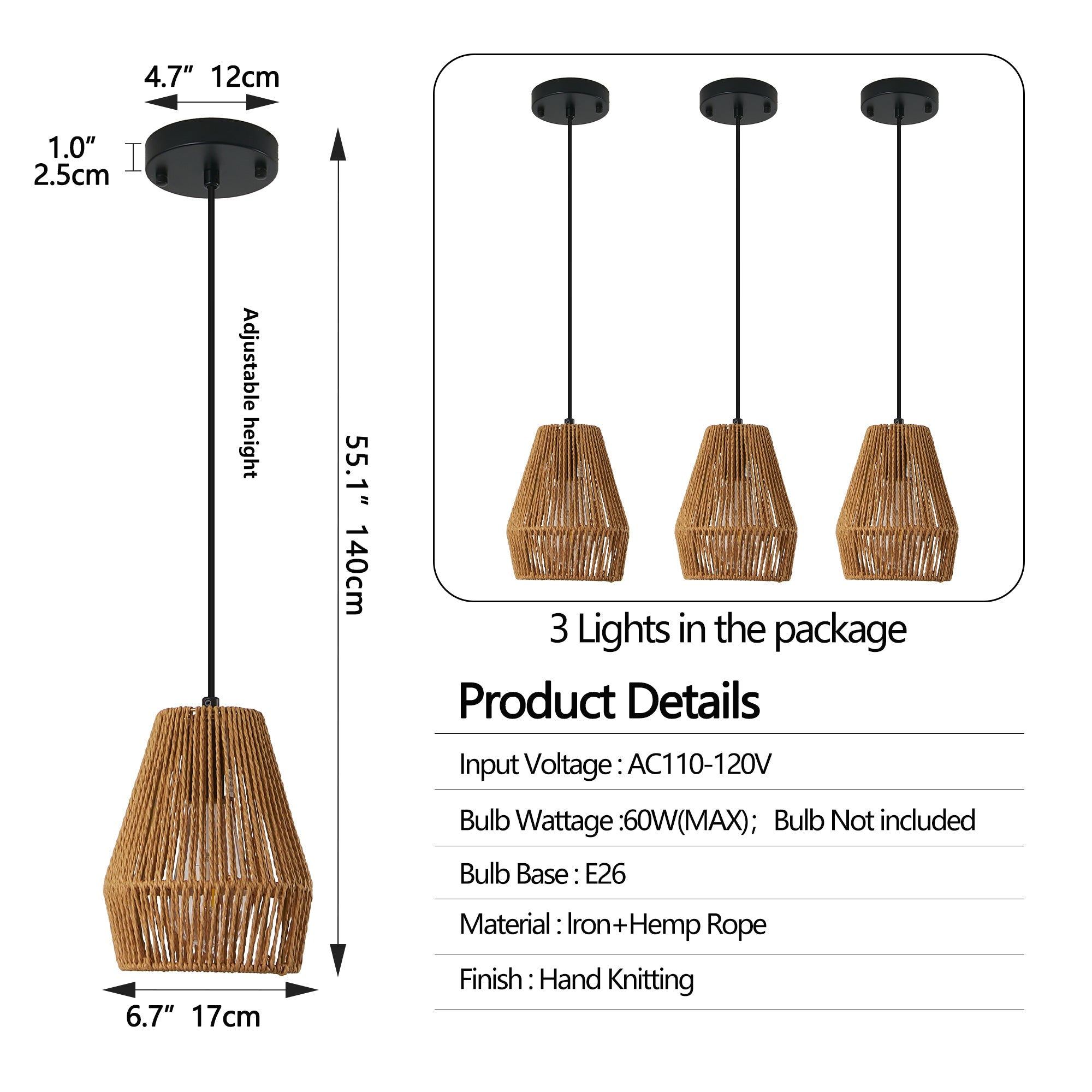 Rustic modern dining room lighting with pendant set